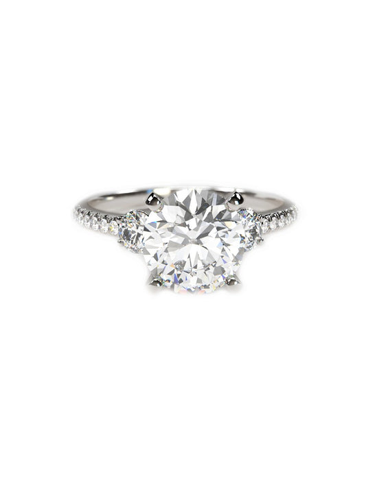 Montura de 3 piedras con diamantes laterales 0.10 ctw total