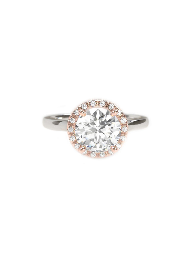 Montura estilo halo con diamantes 0.01 ct