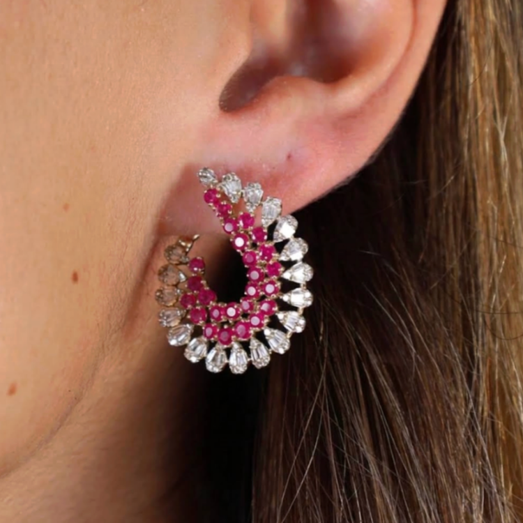 Aretes Rubies Diamantes