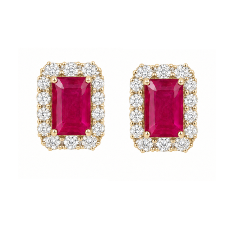 Aretes Rubi y Diamantes