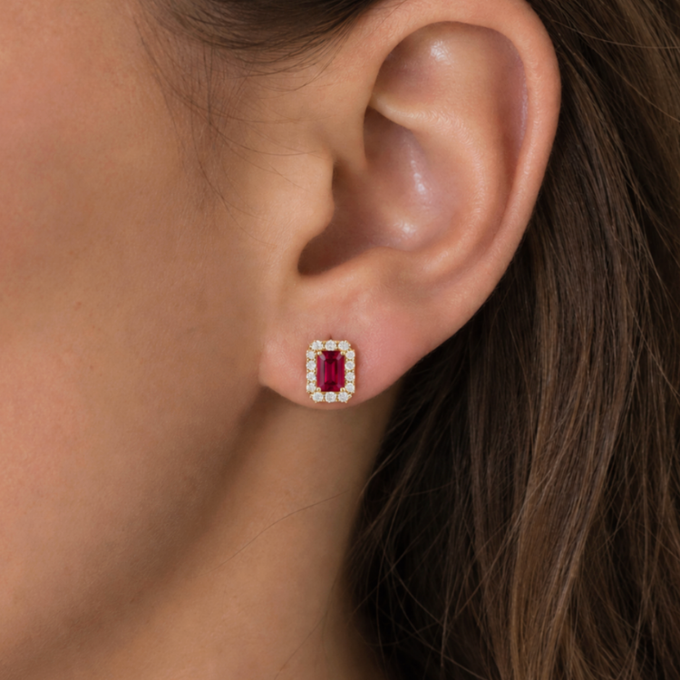 Aretes Rubi y Diamantes