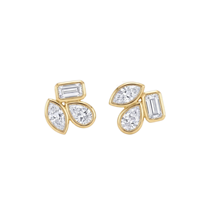 Three Stone Studs Bisel