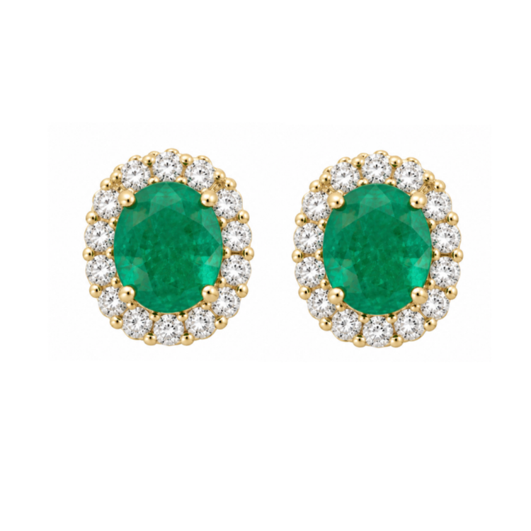 Aretes Esmeralda y Halo de Diamantes