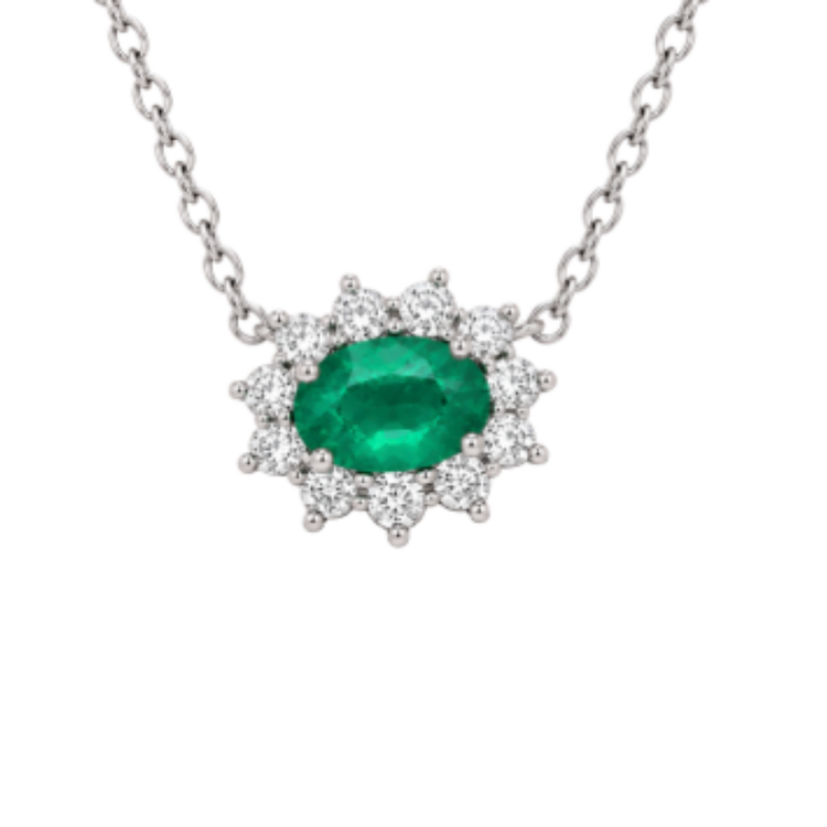 Collar esmeralda con halo de diamantes