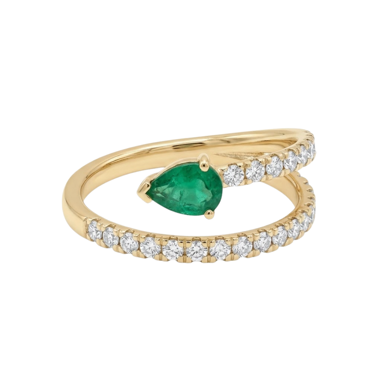 Anillo Twist esmeralda y diamantes