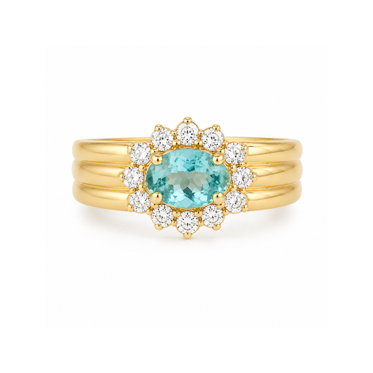 Anillo de Paraiba Halo Diamantes