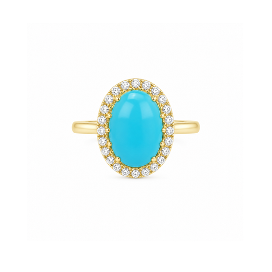 Anillo Turquesa Halo Diamantes