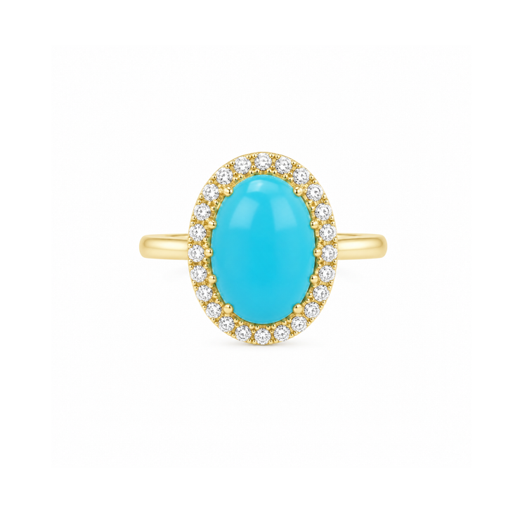 Anillo Turquesa Halo Diamantes