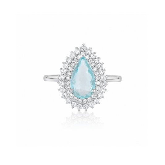 Anillo Paraiba Double Halo Diamantes
