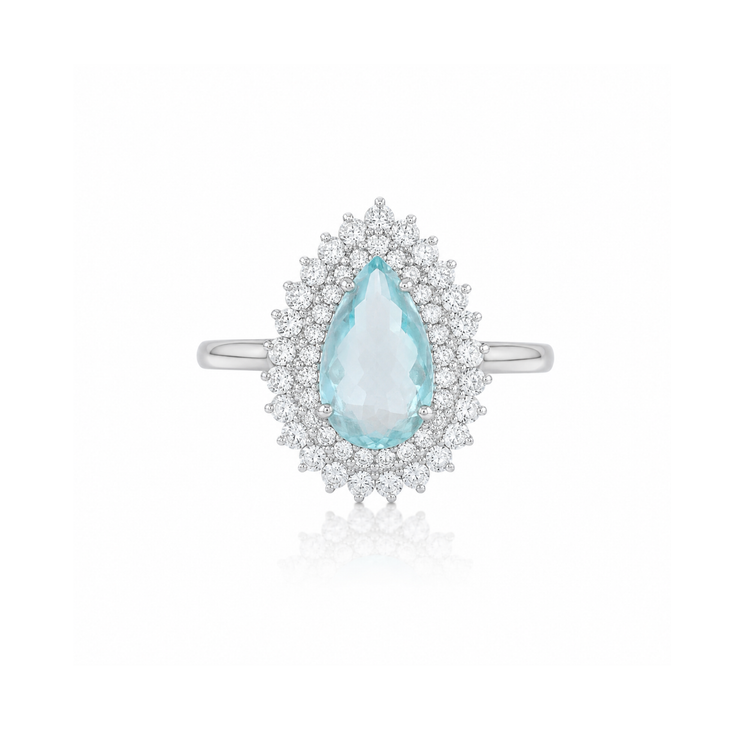 Anillo Paraiba Double Halo Diamantes