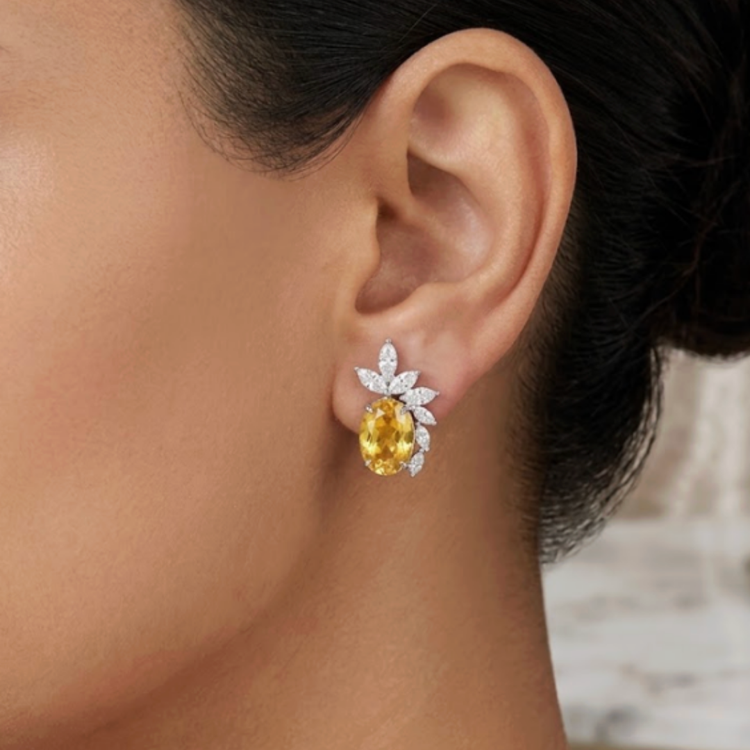 Aretes Zafiro y Diamantes
