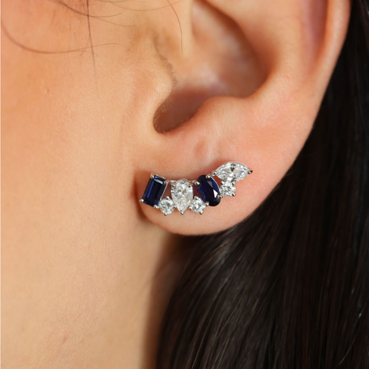 Aretes Climber zafiro y diamantes