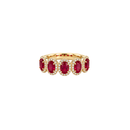 Churumbela Rubies Oval Halo Diamantes
