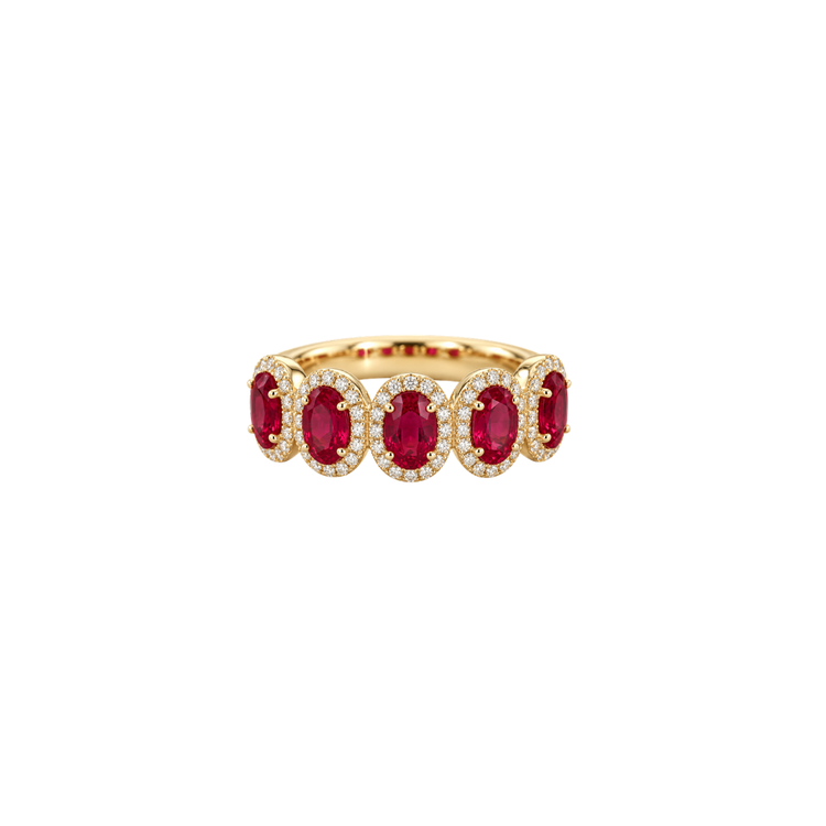 Churumbela Rubies Oval Halo Diamantes