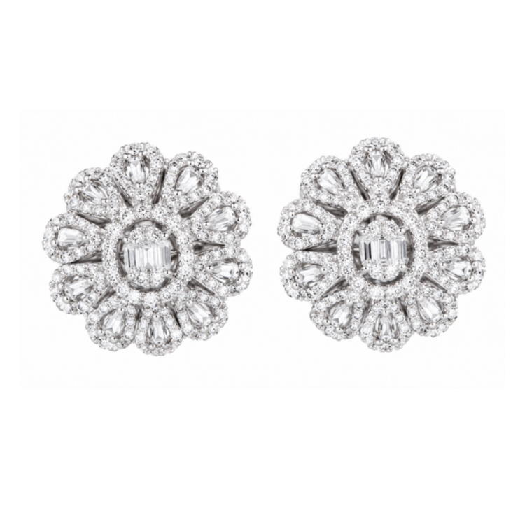 Aretes Florales de Diamantes
