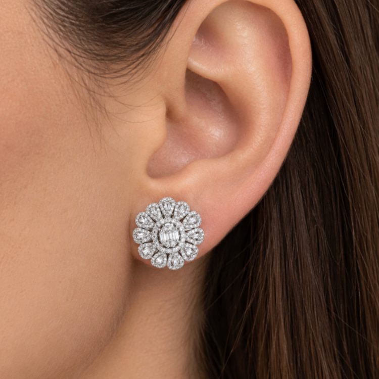 Aretes Florales de Diamantes