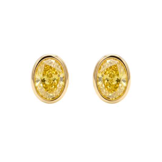 Studs Oval Fancy Yellow