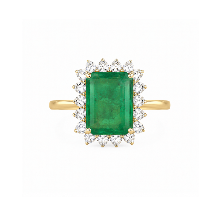 Anillo de Esmeralda Halo Diamantes