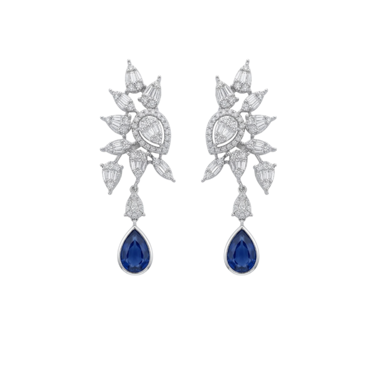 Aretes Zafiro y Diamantes