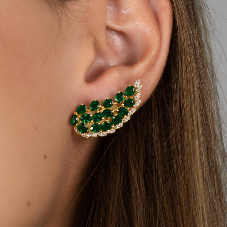 Aretes Diamantes y esmeraldas