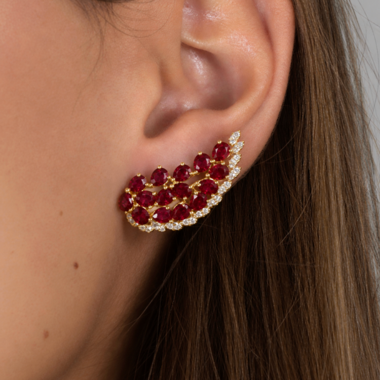 Aretes Rubies y Diamantes