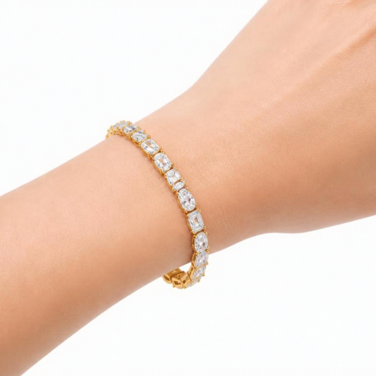 Tennis Bracelet Ovales y Emeralds