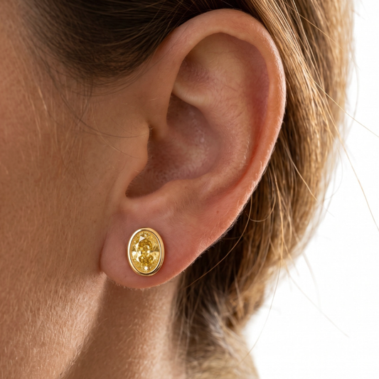 Studs Oval Fancy Yellow