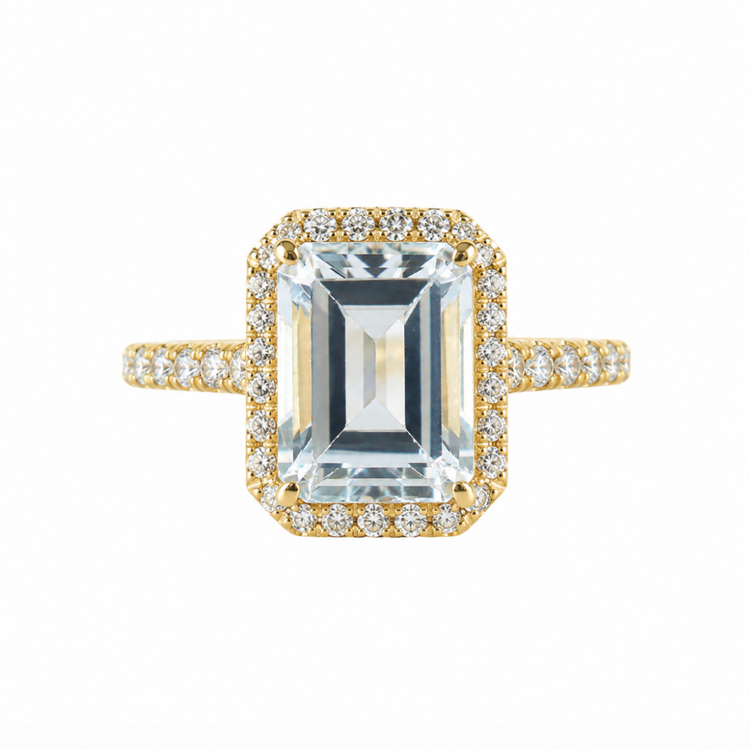 Anillo Aguamarina y diamantes