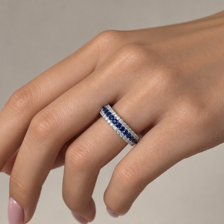 Anillo Zafiros Diamantes