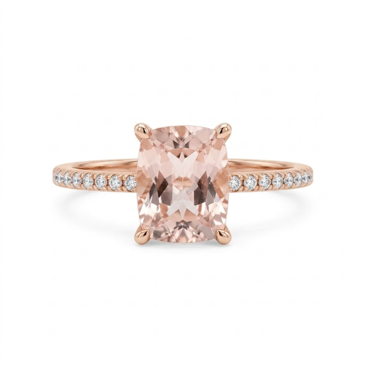 Anillo morganita y diamantes
