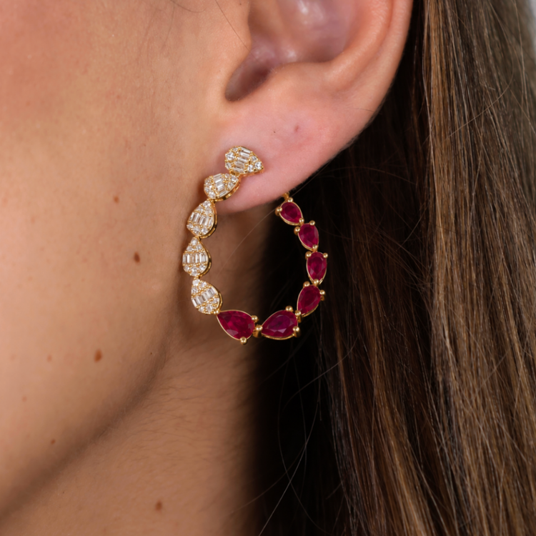 Aretes Rubies Diamantes