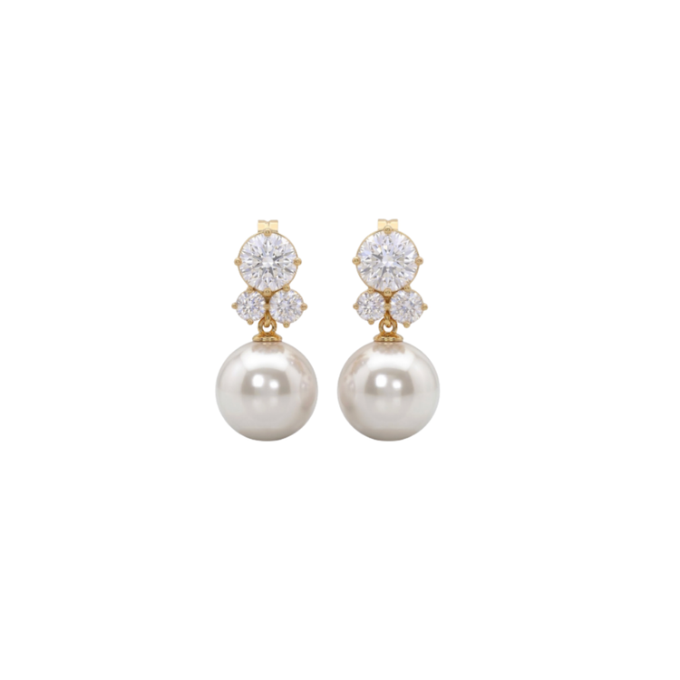 Aretes Three Rounds con Perla