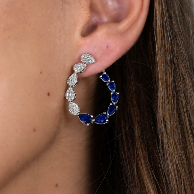 Aretes Zafiros Diamantes