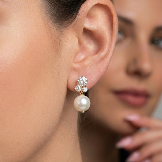 Aretes Three Rounds con Perla