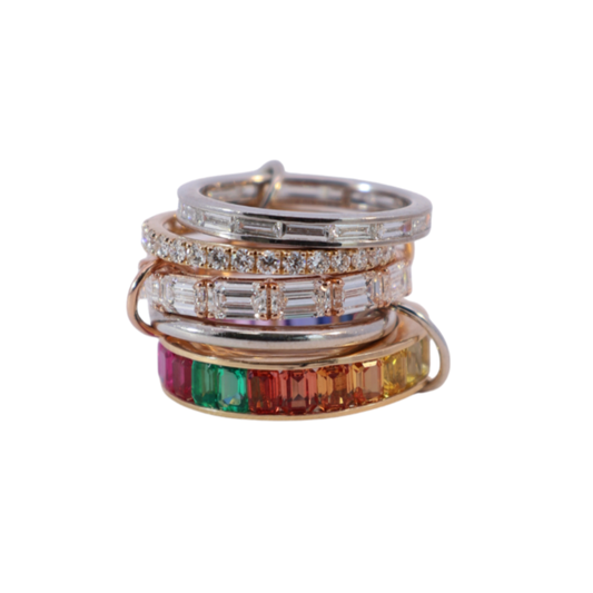 Anillo Stack Rainbow zafiros y diamantes