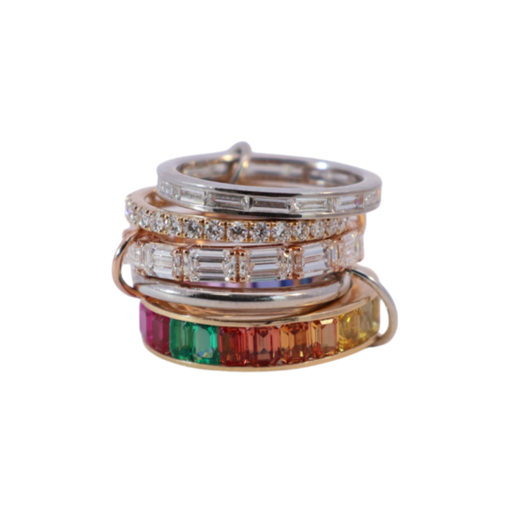 Anillo Stack Rainbow zafiros y diamantes