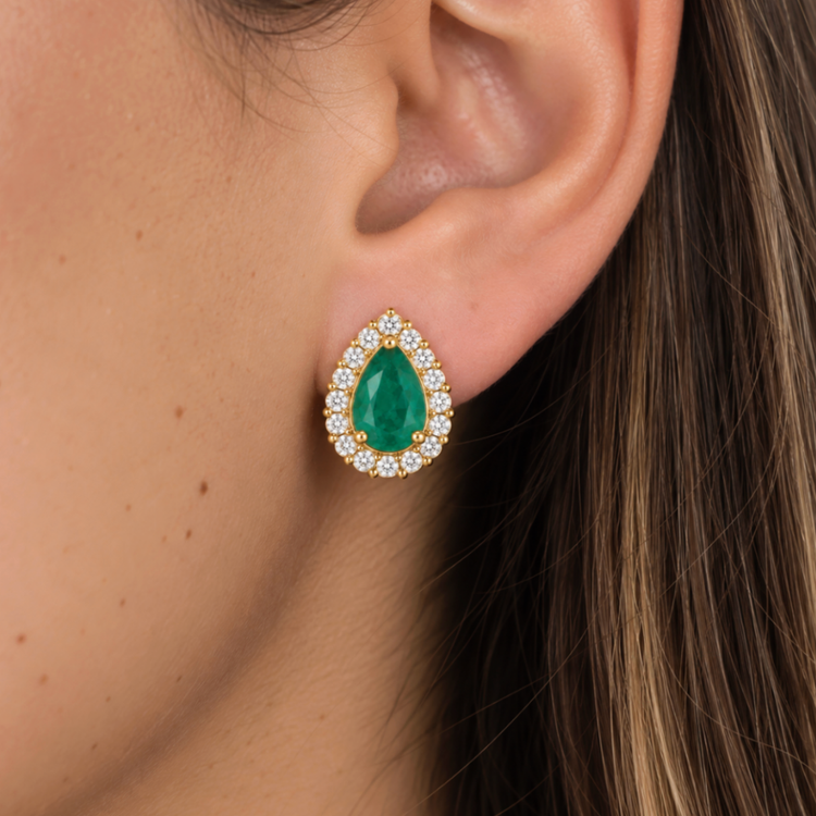 Aretes Esmeralda Diamantes