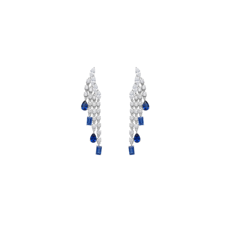 Row Earrings con Zafiros