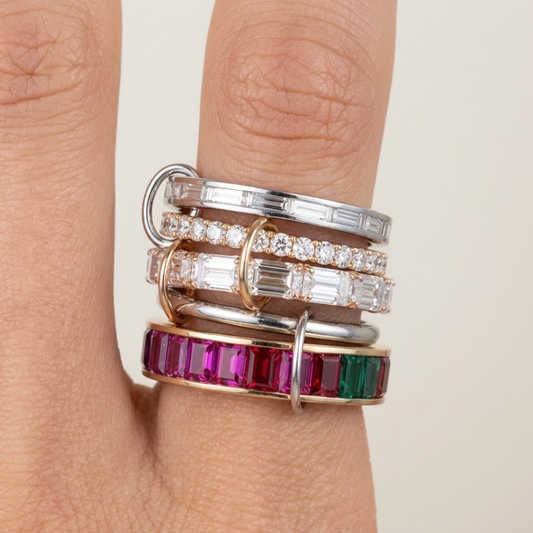 Anillo Stack Rainbow zafiros y diamantes
