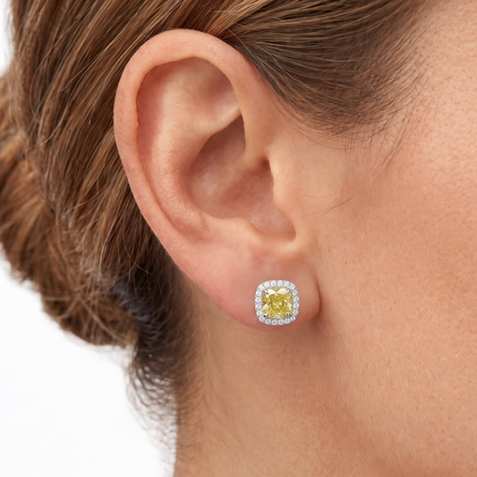 Studs Fancy Yellow con Halo