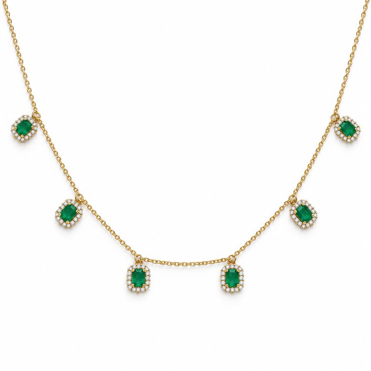 Collar diamantes esmeraldas