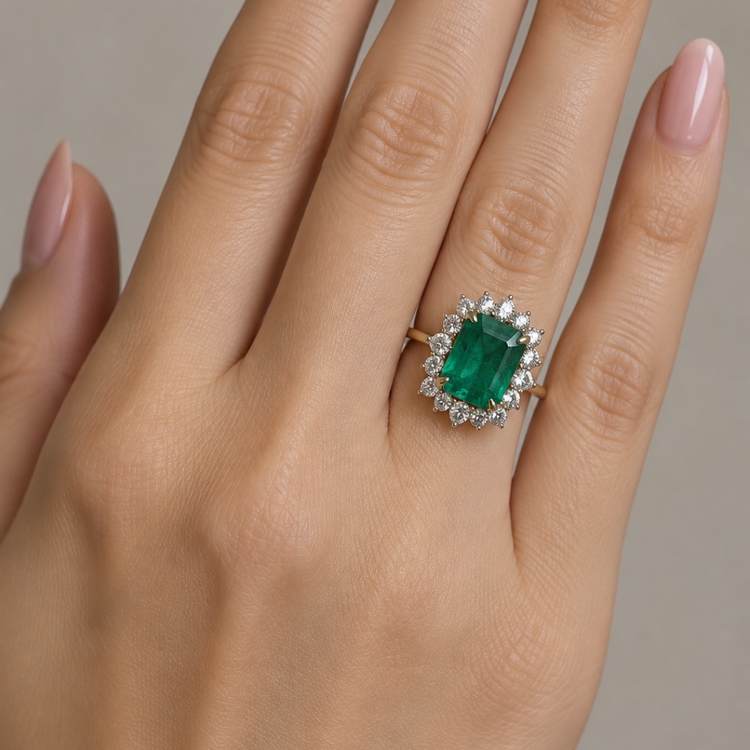 Anillo Esmeraldas Diamantes