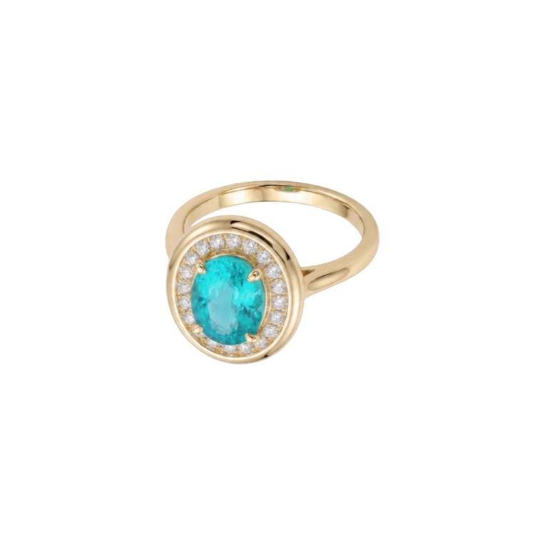 Anillo Chunky Paraiba con Halo