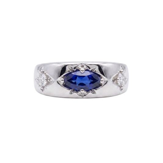 Anillo Chunky Tresillo Zafiro