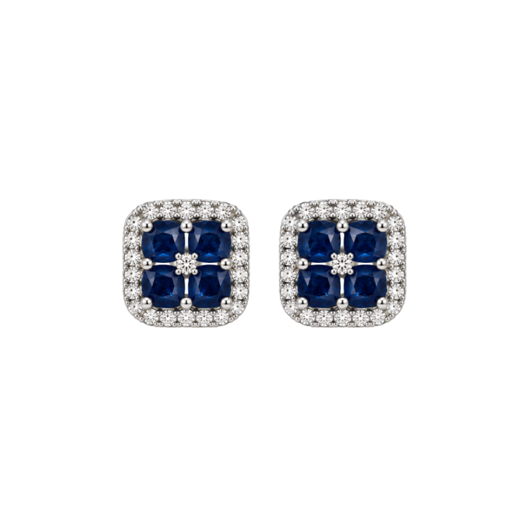 Aretes Diamantes y Zafiros