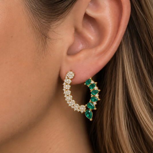 Aretes Diamantes y Esmeraldas