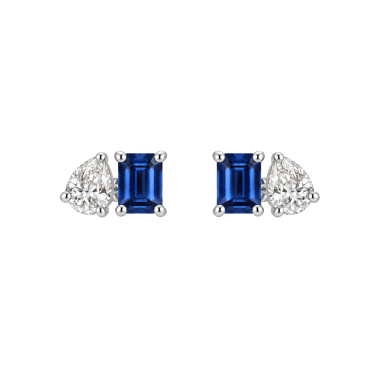 Aretes Toi et Moi Zafiro y Diamante