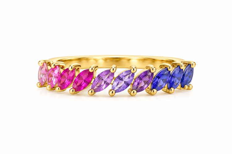 Anillo Zafiro Rainbow Marquise