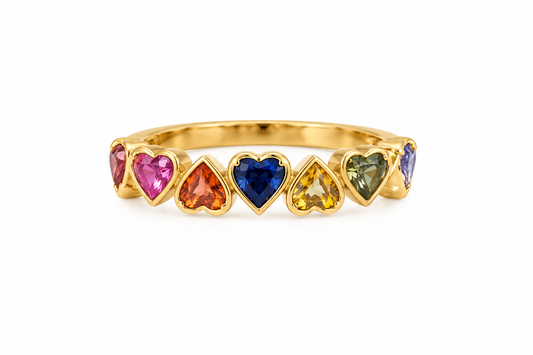 Anillo Zafiros Rainbow Corazón