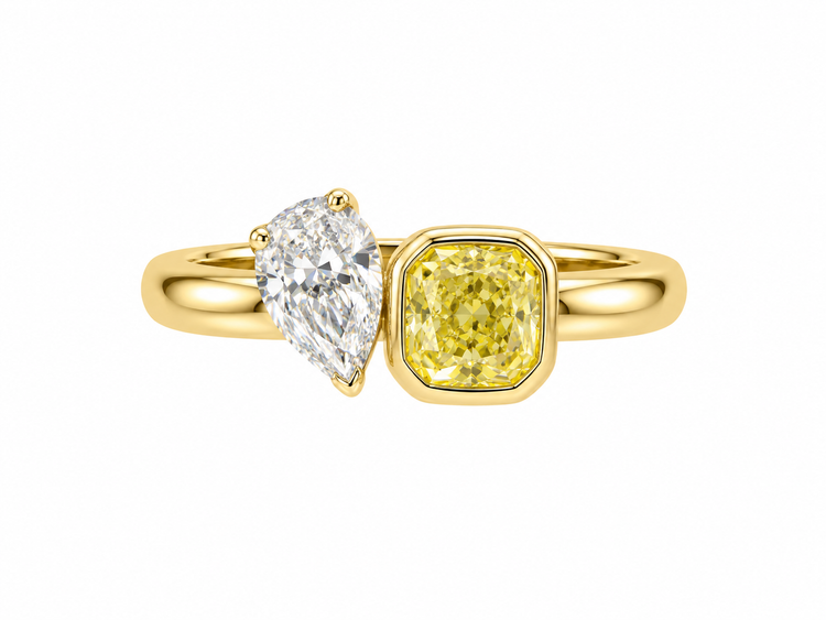 Anillo Diamante Fancy Yellow Toi et Moi